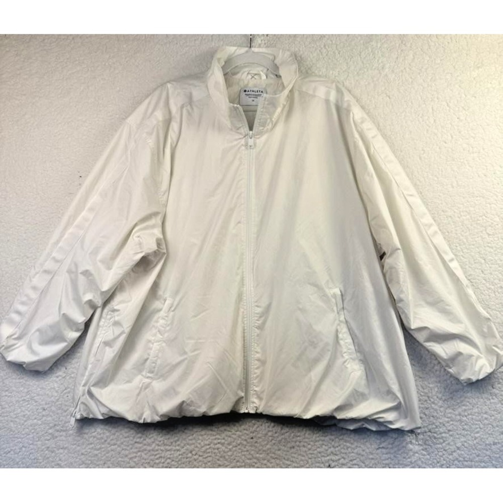 Athleta Sightseer Lace Jacket Womens 3X White Zip Front Lightweight Windbreaker